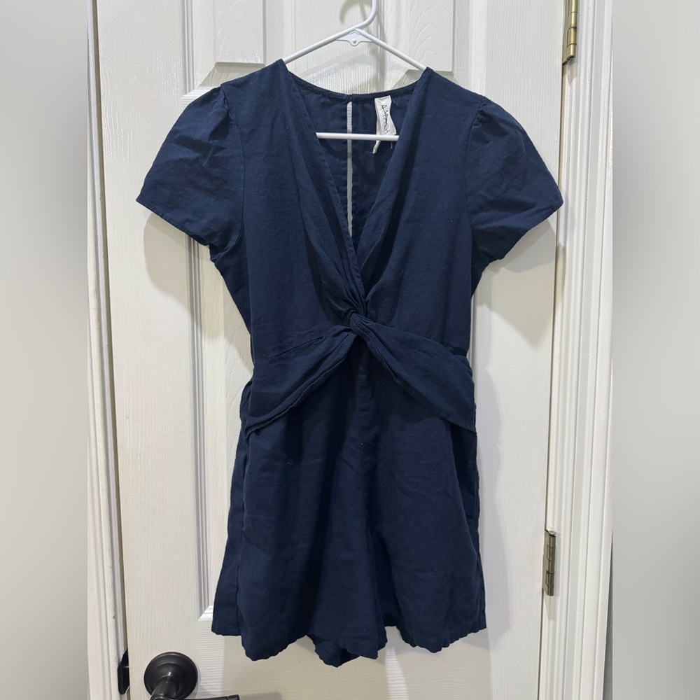 Navy Blue Short Sleeve Romper